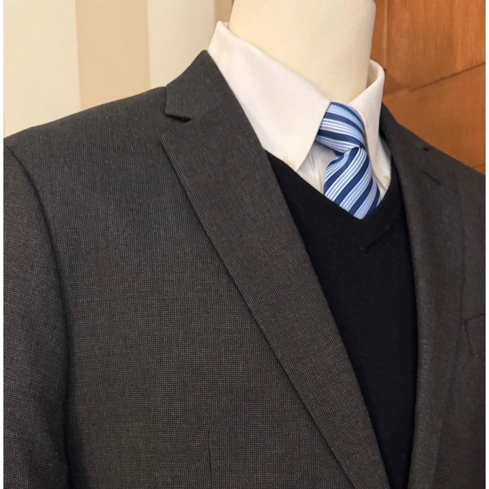 Banana Republic Pindot Sport Coat Mens 42R Dark Gray Two-Button‎ Blazer Jacket